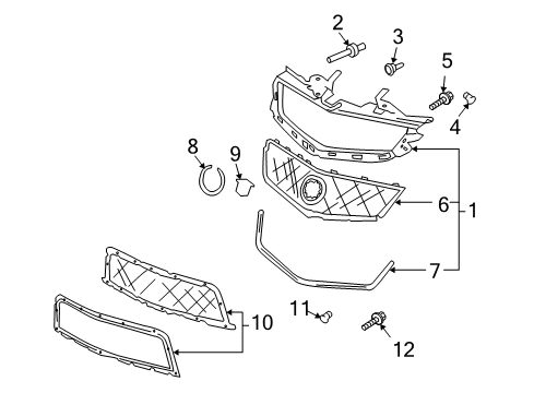 2012 Cadillac CTS Grille & Components Diagram 6 - Thumbnail