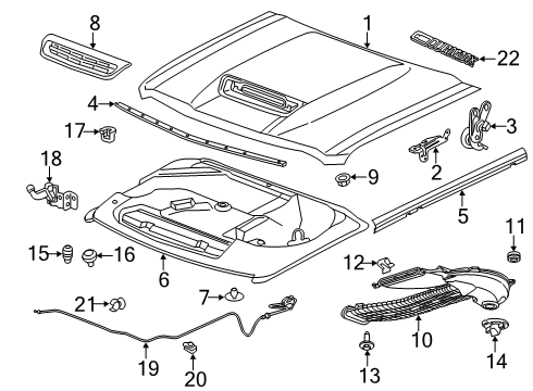 2017 Chevy Silverado 2500 HD Hood & Components, Body Diagram 1 - Thumbnail