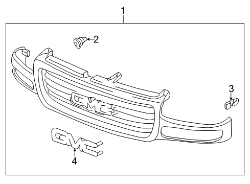 2005 GMC Sierra 1500 Grille & Components Diagram 2 - Thumbnail