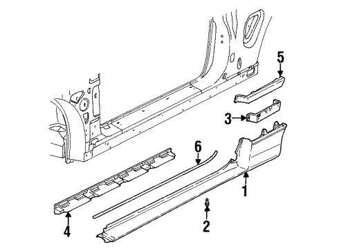 1996 Saturn SC2 Molding,Rckr Cover Panel Diagram for 21096613