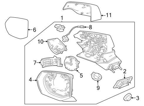 2022 GMC Yukon XL Outside Mirrors Diagram 1 - Thumbnail