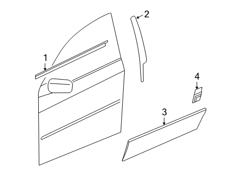 2004 Cadillac SRX Exterior Trim - Front Door Diagram