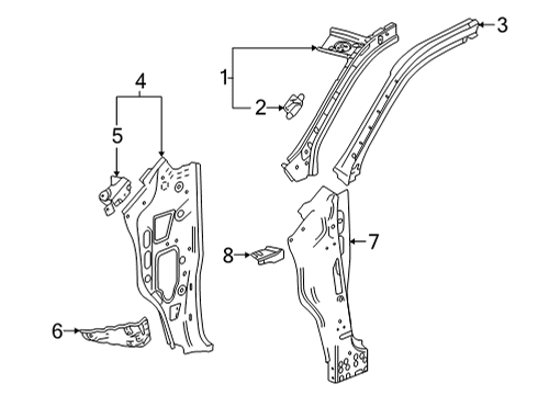 2021 GMC Sierra 3500 HD Hinge Pillar Diagram