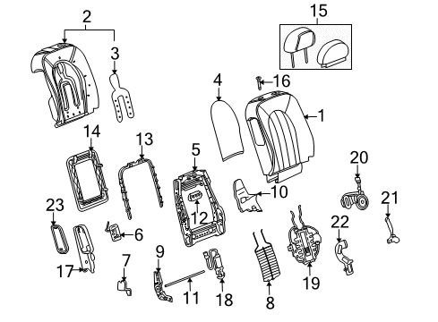 2007 Buick Lucerne Cover Asm,Passenger Seat Back Cushion Diagram for 15269525