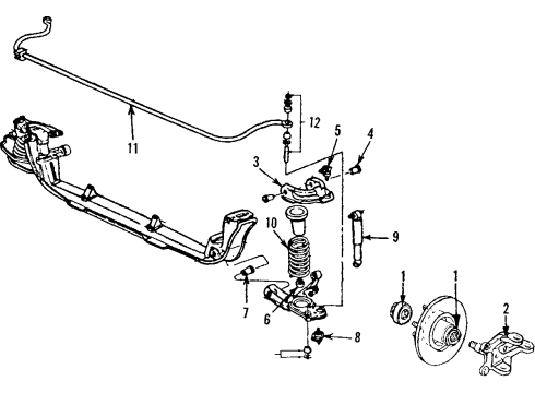 1988 Pontiac Fiero Front Shock Absorber Assembly Diagram for 22046800