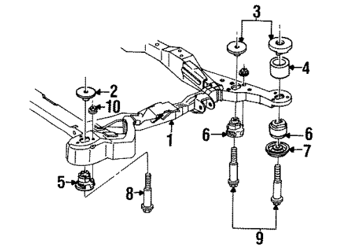 1993 Cadillac Allante Crossmembers & Components - Front Diagram