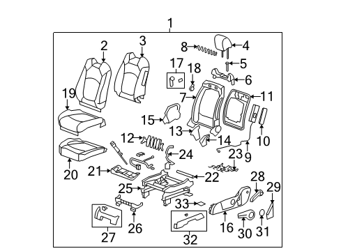 2007 GMC Acadia Cover Assembly, Driver Seat Outer Reclining Finish *Titanium Diagram for 15901202