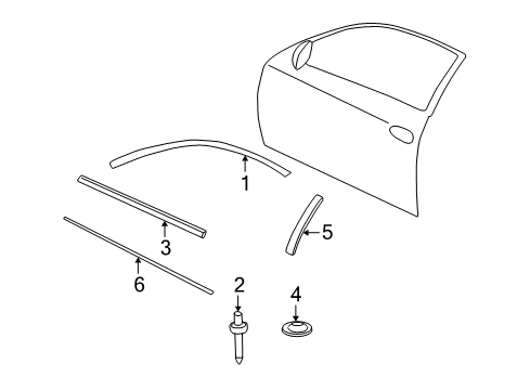 2001 Chevy Monte Carlo Applique Assembly, Front Side Door Window Frame Rear *Black Diagram for 15916729