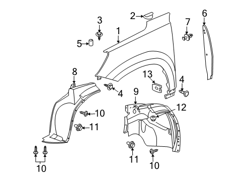 2007 Saturn Outlook Seal Assembly, Front Fender Diagram for 15892231