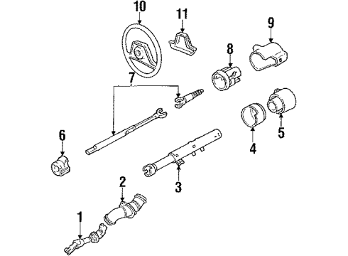 1991 Oldsmobile Toronado Steering Column & Wheel Diagram 1 - Thumbnail