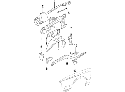 1988 Buick Electra Br Assembly, Dash To M/C Side Longitudinal Lower, Right Sid Diagram for 25541057