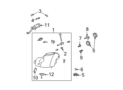 2007 Cadillac CTS Capsule/Headlamp/Fog Lamp Headlamp Diagram for 15826014