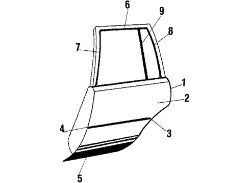 1987 Oldsmobile Cutlass Supreme Molding Kit,Rear Door Lower Diagram for 9635073