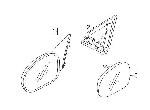 2005 Pontiac GTO Glass,Outside Rear View Mirror Diagram for 92147343