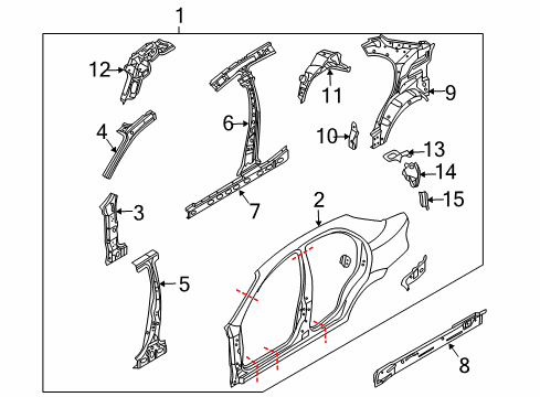 2005 Chevy Aveo Center Pillar, Hinge Pillar, Rocker, Uniside Diagram 1 - Thumbnail