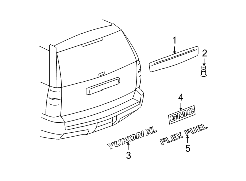 2009 GMC Yukon XL 1500 Exterior Trim - Lift Gate Diagram