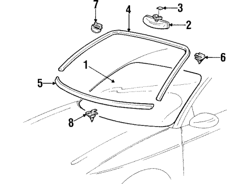 1997 Cadillac Catera Mirror,Inside Rear View *Amber Led Diagram for 9194943