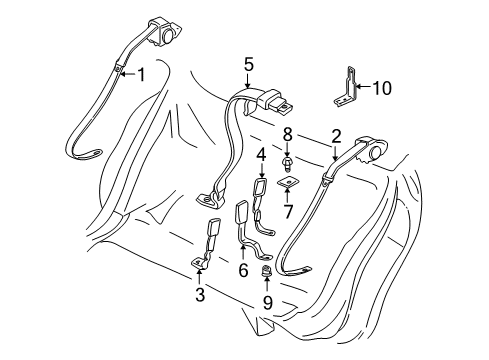 2004 Pontiac Bonneville Passenger Seat Belt Kit (Retractor Side) *Gray Diagram for 88951171