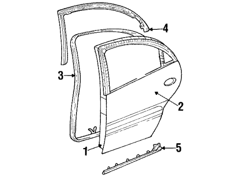 2001 Oldsmobile Aurora Weatherstrip Assembly, Rear Side Door Auxiliary *Gray Y Diagram for 25725439