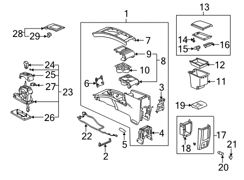 2006 Cadillac SRX Console Asm,Front Floor *Gray Diagram for 89039972