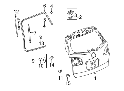 2012 Chevy Traverse Weatherstrip Assembly, Lift Gate Diagram for 23215002