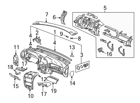 2003 Oldsmobile Bravada Instrument Panel Diagram 2 - Thumbnail