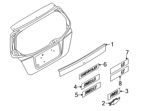 2006 Chevy Aveo Plate,Rear Compartment Lid Name Diagram for 96404965