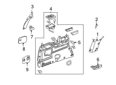 2003 Chevy Venture Interior Trim - Side Panel Diagram 1 - Thumbnail