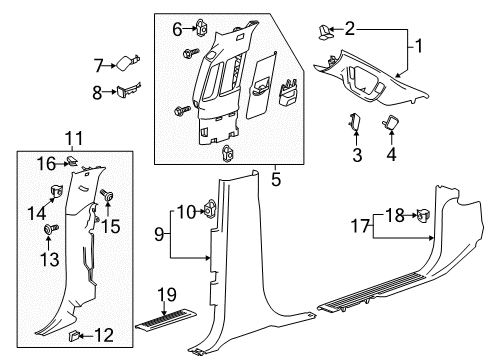 2018 GMC Sierra 3500 HD Molding,Body Lock Pillar Garnish *Shale Diagram for 22817399