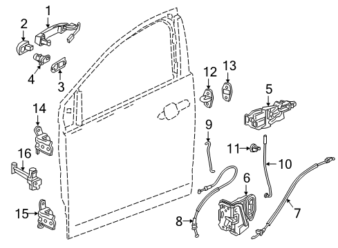 2016 Chevy Volt Rod, Front Side Door Lock Cyl (Lh) Diagram for 23110283