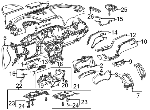 2017 Chevy Impala Applique Assembly, Instrument Panel Lower Trim Plate *Galvano Silvm Diagram for 23221362