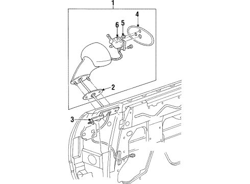 1999 Oldsmobile Aurora Mirror Assembly, Outside Rear View Diagram for 25658068