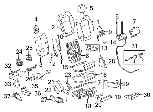 2015 Chevy Traverse Frame Assembly, Rear Seat Back Cushion Diagram for 22775881