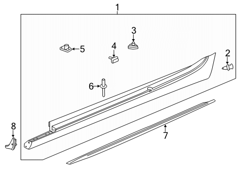 2016 Cadillac ATS Molding Assembly, Rocker Panel *Service Primer Diagram for 23205911