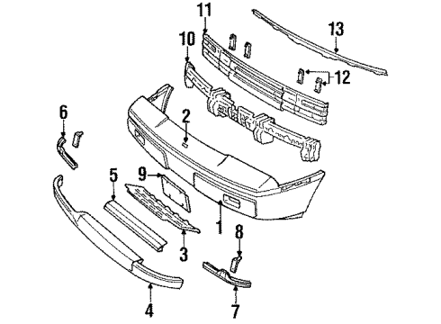 1985 Pontiac Fiero Front Bumper Fascia Emblem Diagram for 10030186