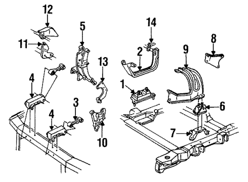 1994 Pontiac Grand Prix Engine & Trans Mounting Diagram 1 - Thumbnail