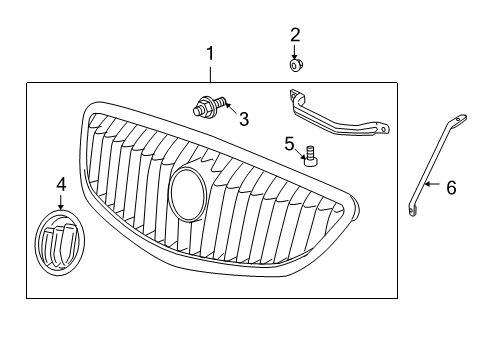 2010 Buick Enclave Front Bumper Fascia Emblem Diagram for 25854511