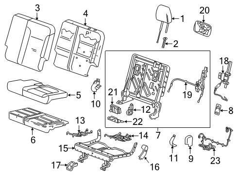 2020 Chevy Traverse Bezel Assembly, Rear Seat Anchor Plate *Black Diagram for 84301381