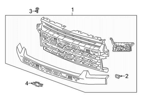 2020 Chevy Silverado 2500 HD Grille Kit, Front *Service Prim Diagram for 84682591