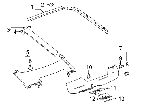 2011 Chevy Volt Panel Assembly, Lift Gate Lower Trim Finish *Black Diagram for 22761888