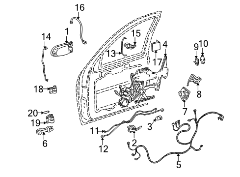 2002 Chevy Venture Handle Assembly, Front Side Door Outside *Black Diagram for 10322201