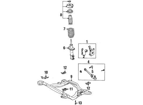 1997 Saturn SC1 Front Suspension Components, Lower Control Arm, Stabilizer Bar Diagram