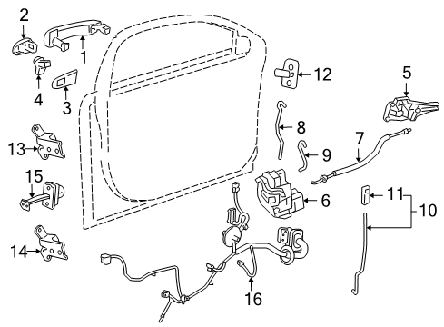 2013 Chevy Cruze Front Door - Lock & Hardware Diagram