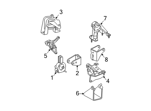 2005 Pontiac Vibe Engine & Trans Mounting Diagram 1 - Thumbnail