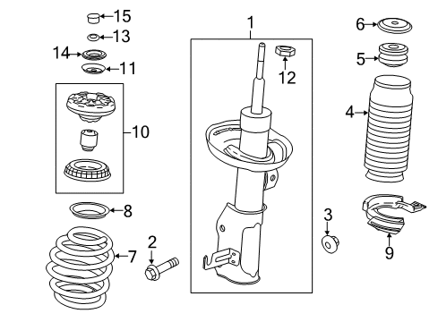 2014 Chevy Malibu Front Suspension Strut Assembly Diagram for 23390200