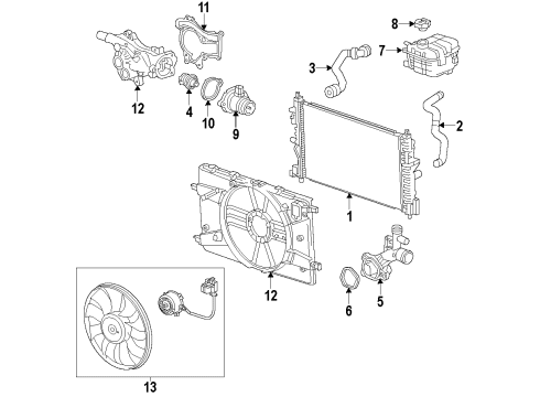 2013 Chevy Cruze Cooling System, Radiator, Water Pump, Cooling Fan Diagram 5 - Thumbnail