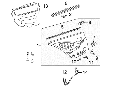 2003 Pontiac Bonneville Trim Unit,Rear Side Door *Neutral Diagram for 88952388