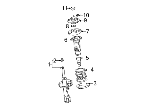 2004 Pontiac Vibe Struts & Components - Front Diagram