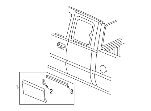 2007 Chevy Silverado 3500 Classic Exterior Trim - Rear Door Diagram 3 - Thumbnail