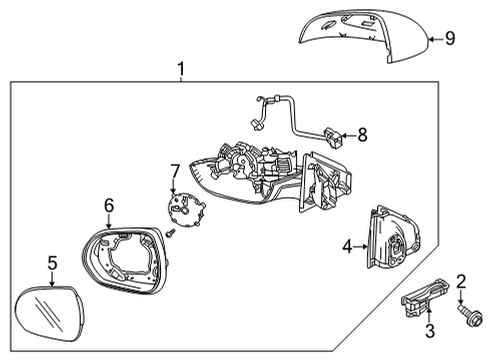 2024 Chevy Trailblazer Bezel, O/S Rr View Mir Hsg Diagram for 42725590